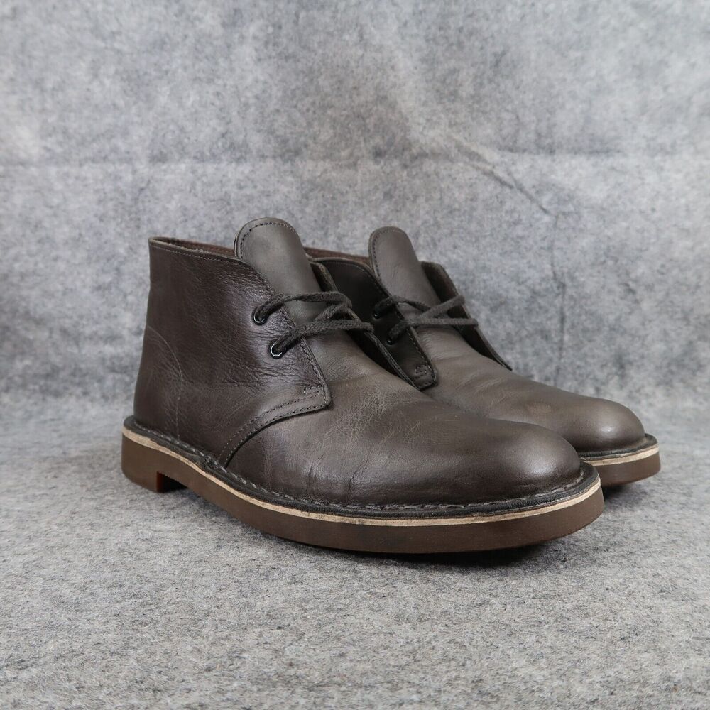 Clarks Shoes Mens 7 Boots Chukka Bushacre Leather Classic Lace Up Casual Taupe